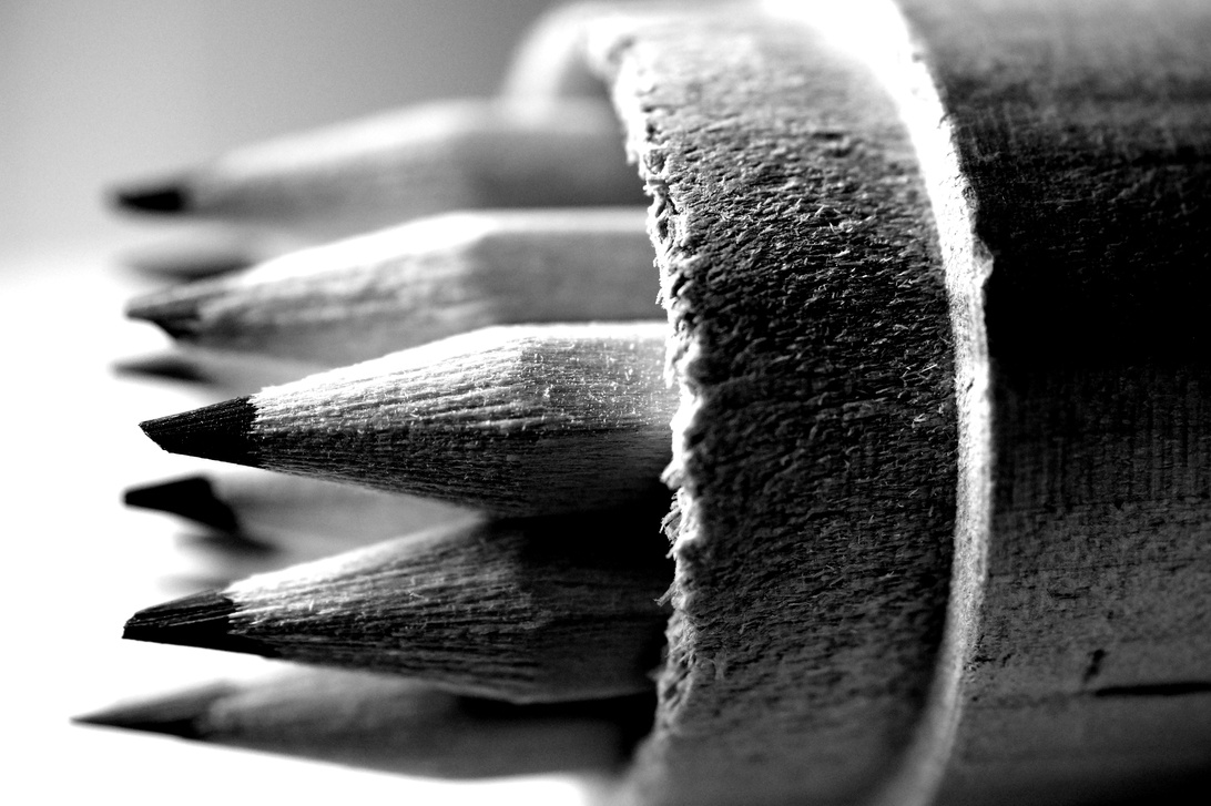 Black and White Photo of Pencils